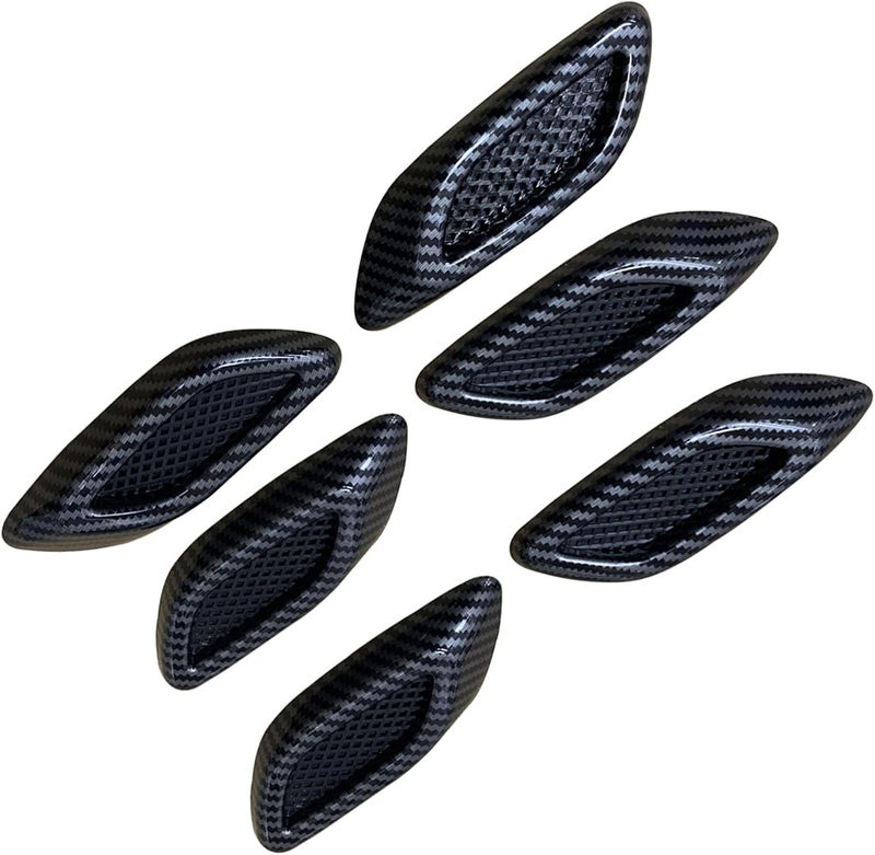 Bawkars 6 PCS Car Fender Hood Vents Trim, Louvers Air Intake/Outlet Decorative Decals, Simulated Side Grille Stickers, Automotive Exterior Sport Modified Accessories for Most Cars (Carbon Fiber)​ - Image 1